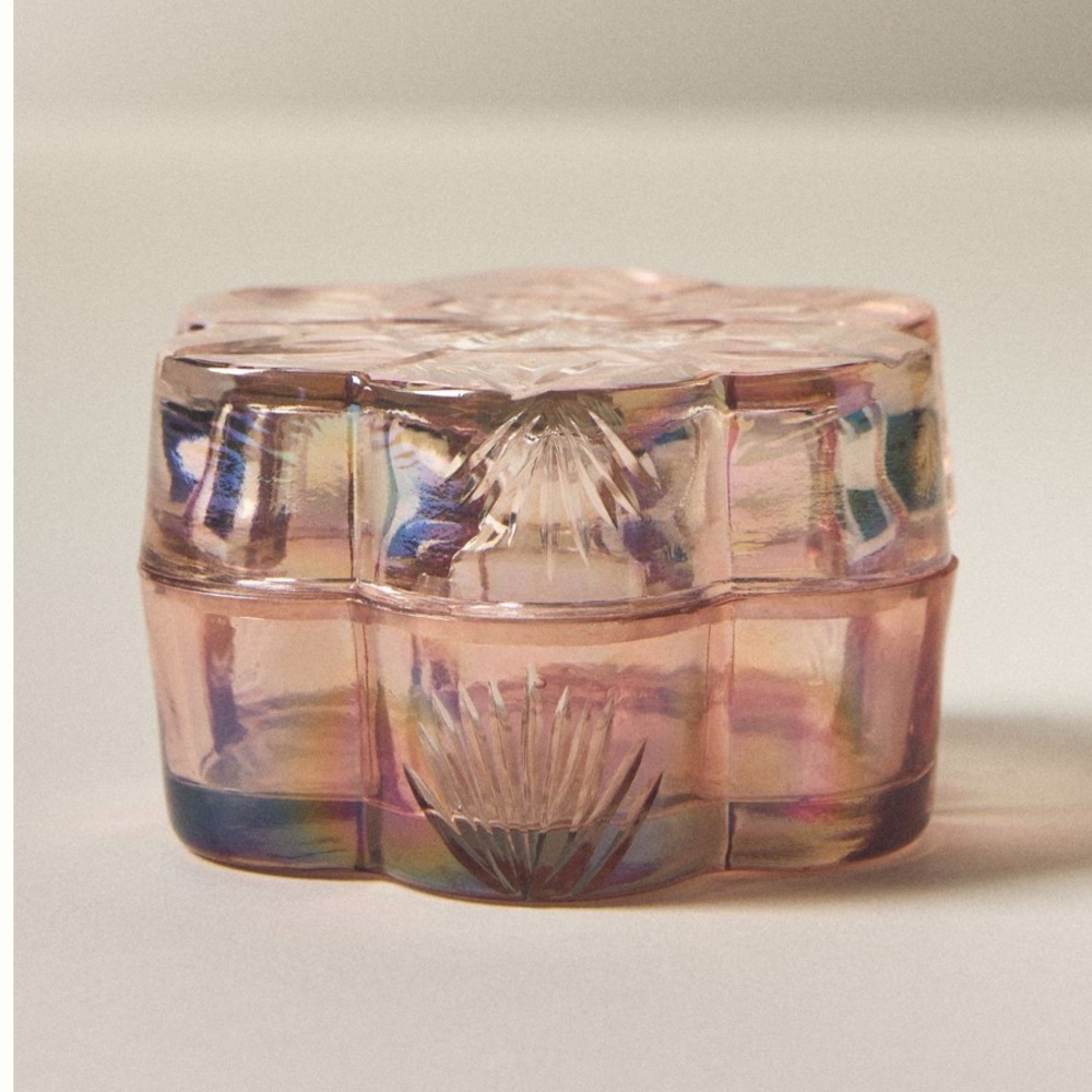 Anthropologie Luna Etched Glass Lidded Trinket Box